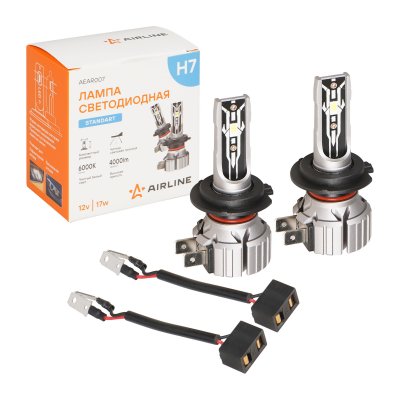 Лампа светодиодная 12V H7 6000К для рефлекторной/линзованной оптики, комплект 2 шт., STANDART