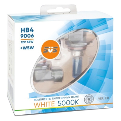 Комплект галогенных ламп HB4 12V 55W 5000K+W5W White