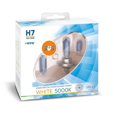 Комплект галогенных ламп H7 12V 55W 5000K+W5W White