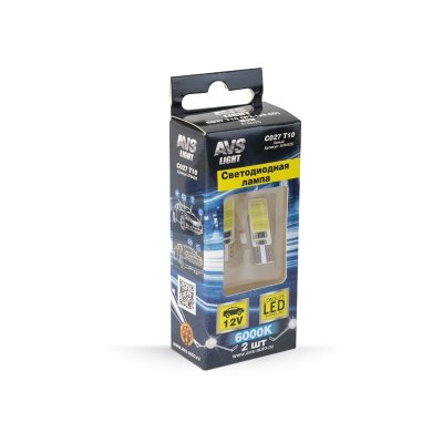 Лампа светодиодная 12V W5W T10 W2.1x9.5d COB 3W 2 шт.